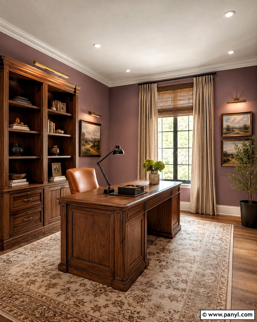 Mauve Office With Walnut Furniture - 20 mauve office ideas