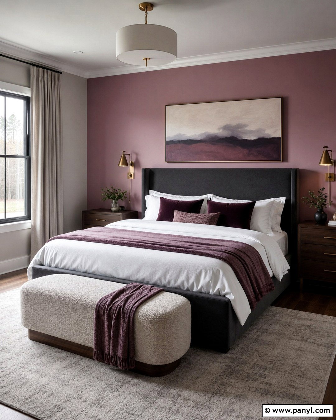Mauve Pink Accent Wall With Dark Grey Bedroom - 20 Grey Room With Pink Accent Wall Ideas