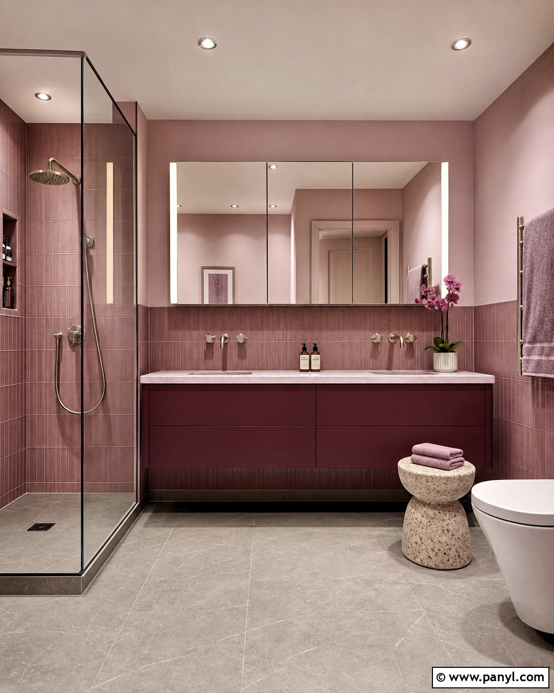 Mauve Pink Bathroom - 20 modern pink bathroom ideas