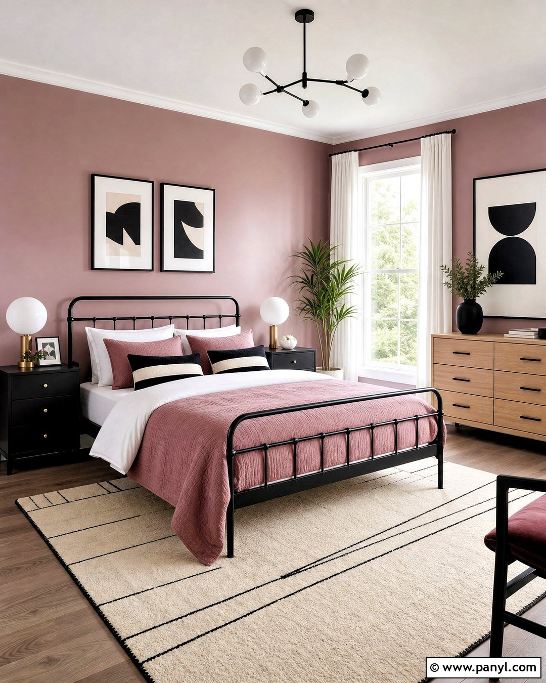Mauve Pink Bedroom With Black Accents - 20 mauve pink bedroom ideas