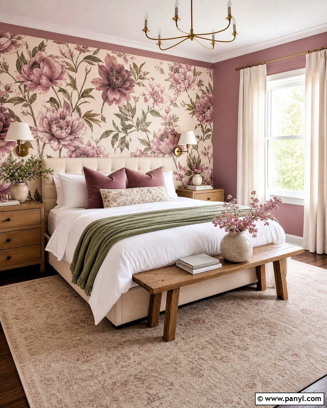 Mauve Pink Bedroom With Floral Wallpaper - 20 mauve pink bedroom ideas