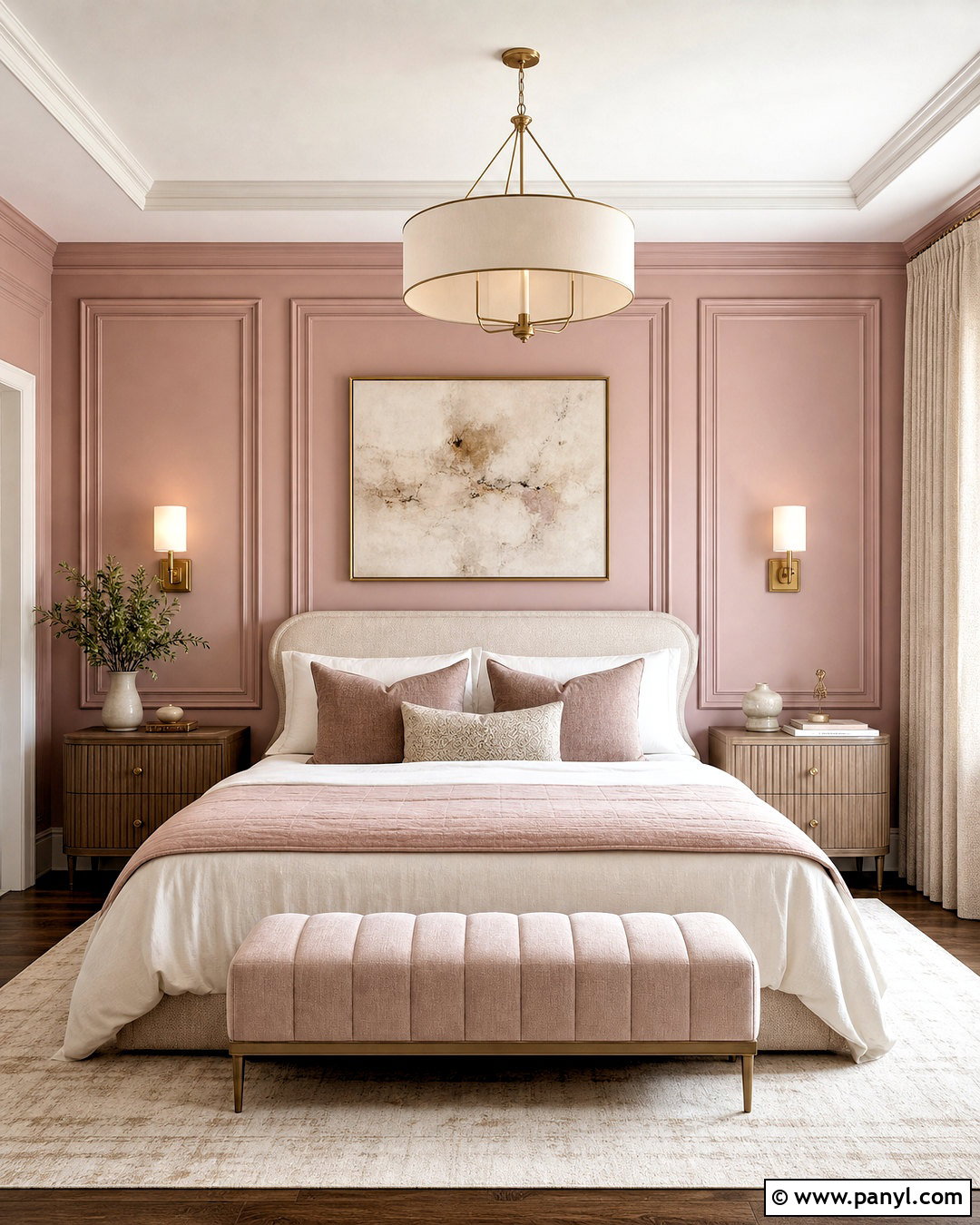 Mauve Pink Bedroom With Wall Molding - 20 mauve pink bedroom ideas