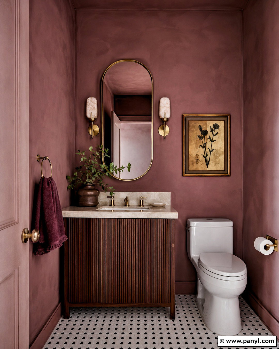 Mauve Pink Limewash Powder Room - 40 Pink Limewash Wall Ideas