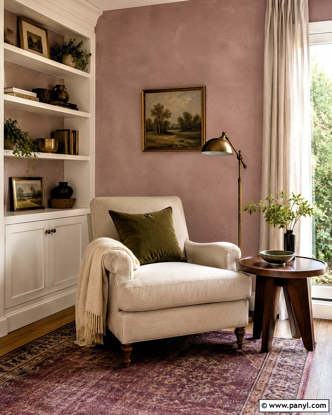 Mauve Pink Limewash Reading Nook - 20 pink lime wash ideas