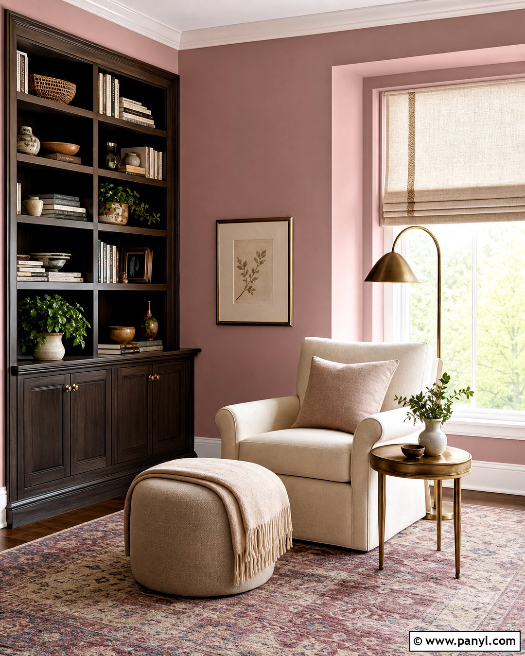 Mauve Pink Reading Nook Wall - 20 pink wall design ideas