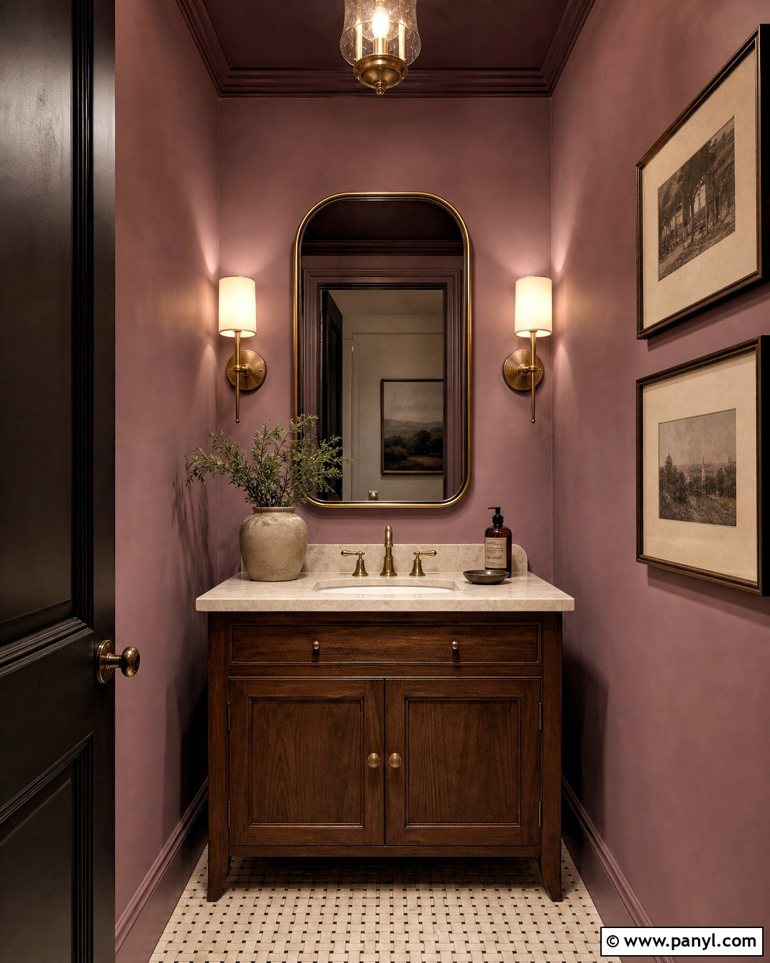 Mauve Powder Room With Dark Plum - 20 mauve room ideas