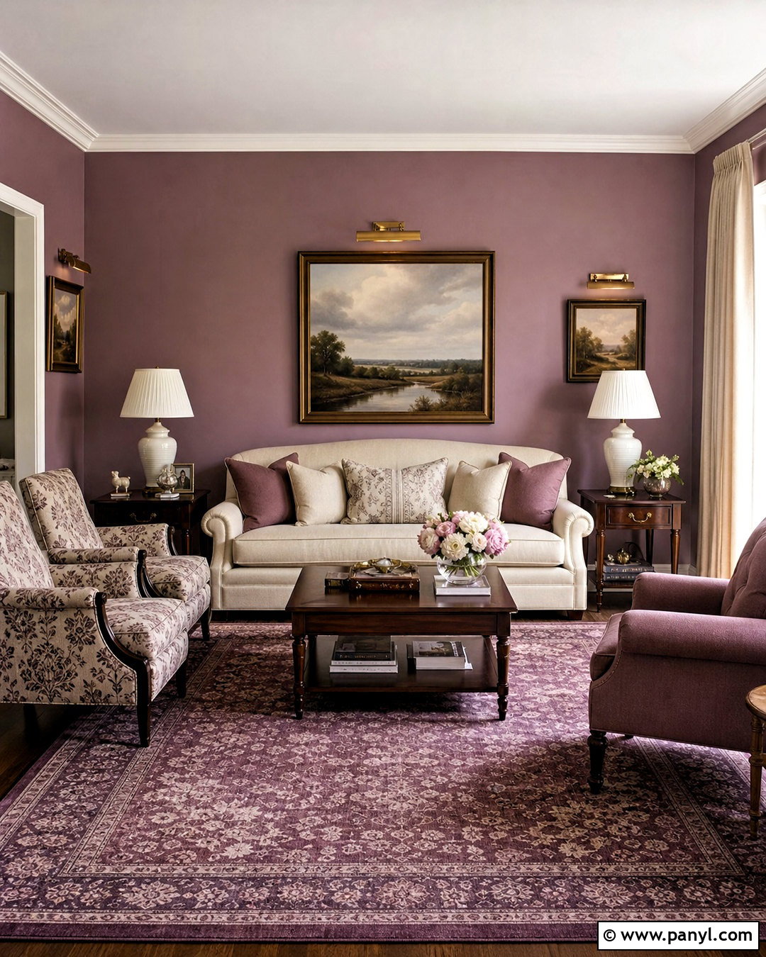 Mauve Traditional Living Room - 20 violet living room ideas