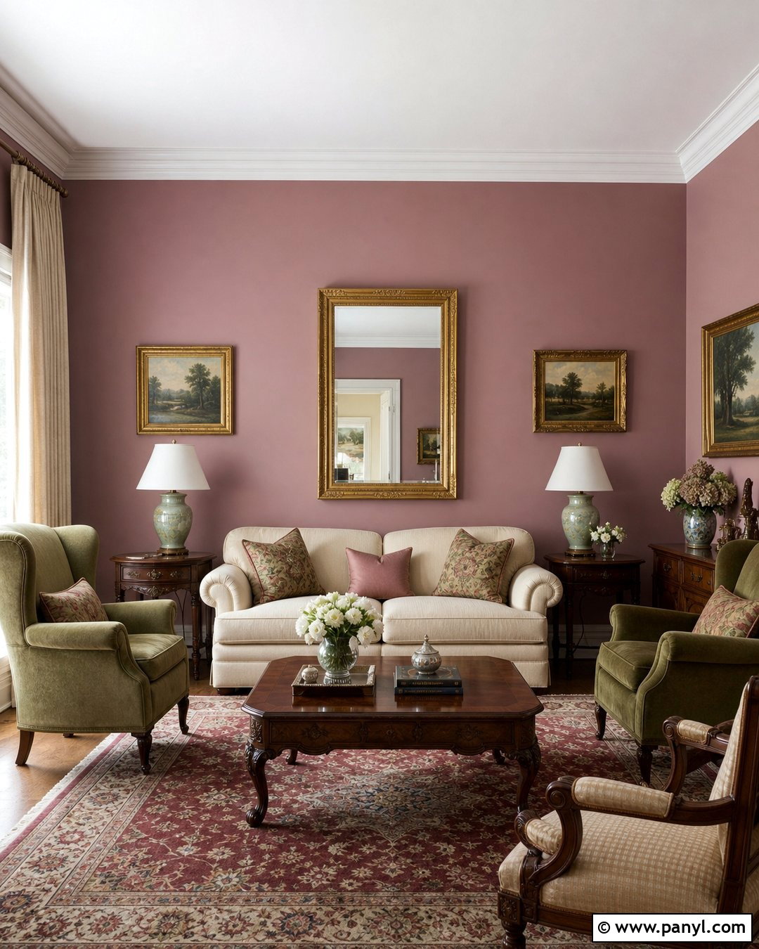 Mauve Traditional Living Room - 35 Mauve Wall Color Ideas