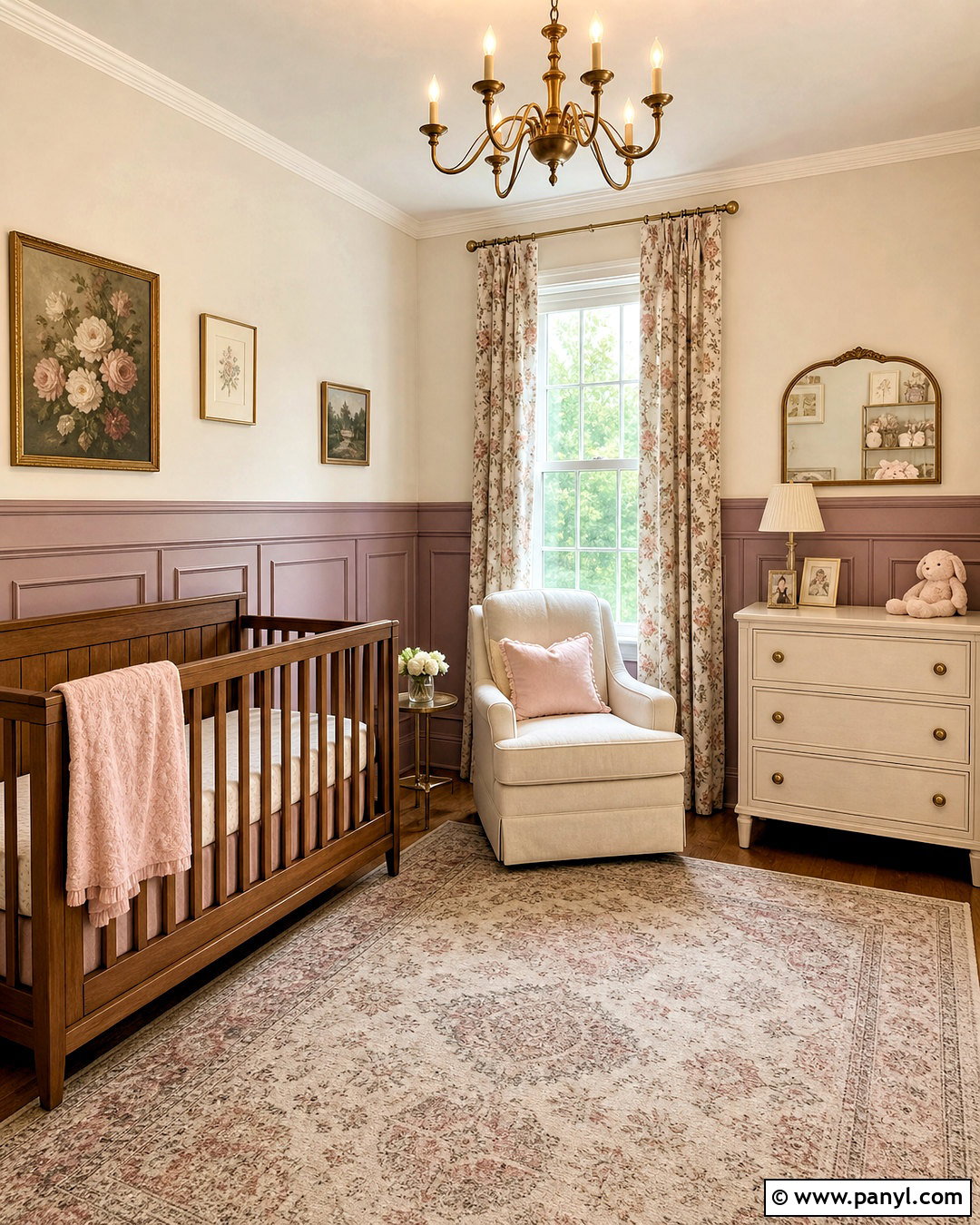 Mauve Wainscoting Baby Girl Room - 20 baby girl room paint ideas