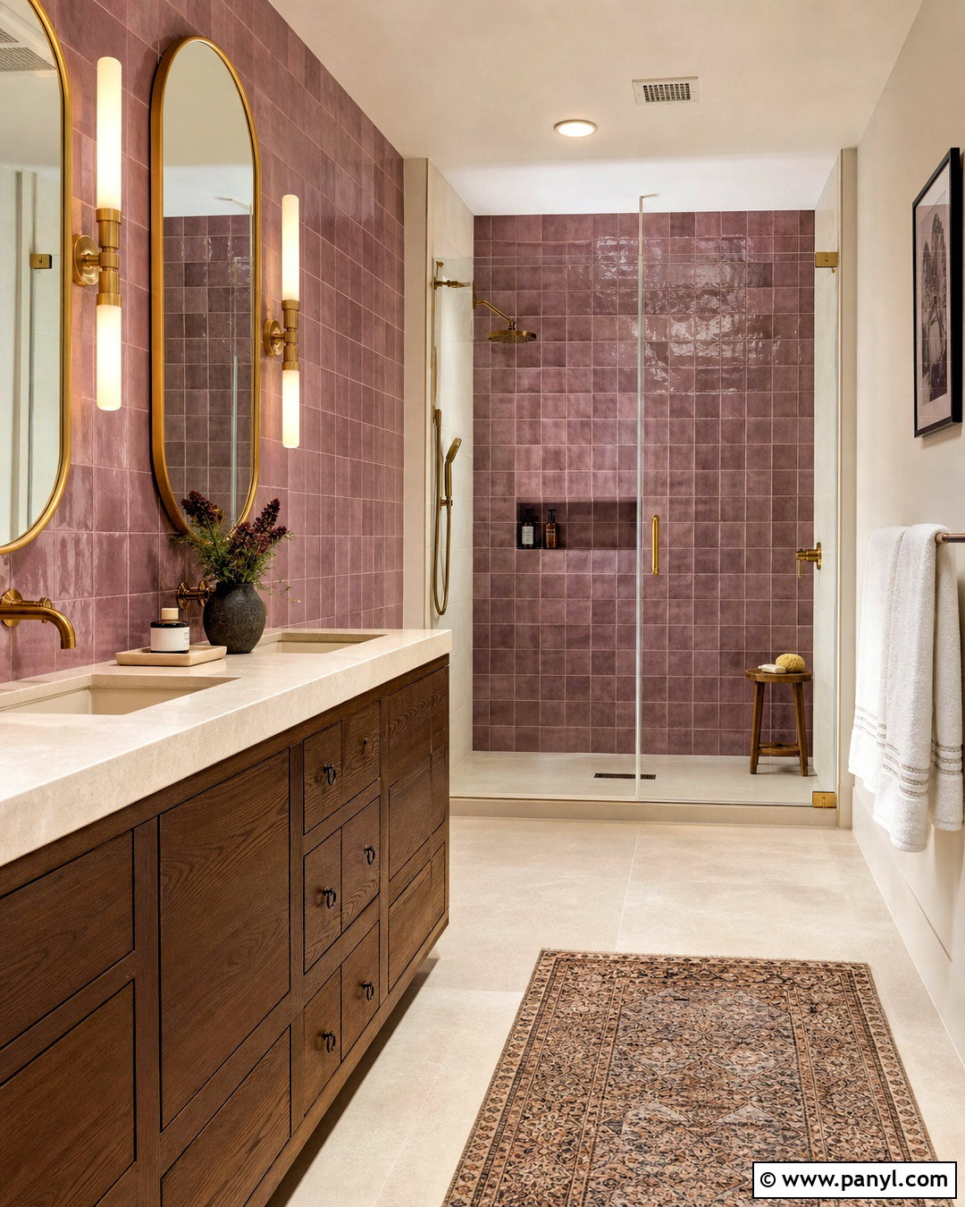 Mauve Zellige Tile Bathroom - 20 mauve bathroom ideas