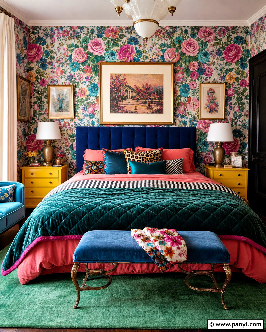 Maximalist Bedroom With Floral Wallpaper - 20 bright maximalist decor ideas