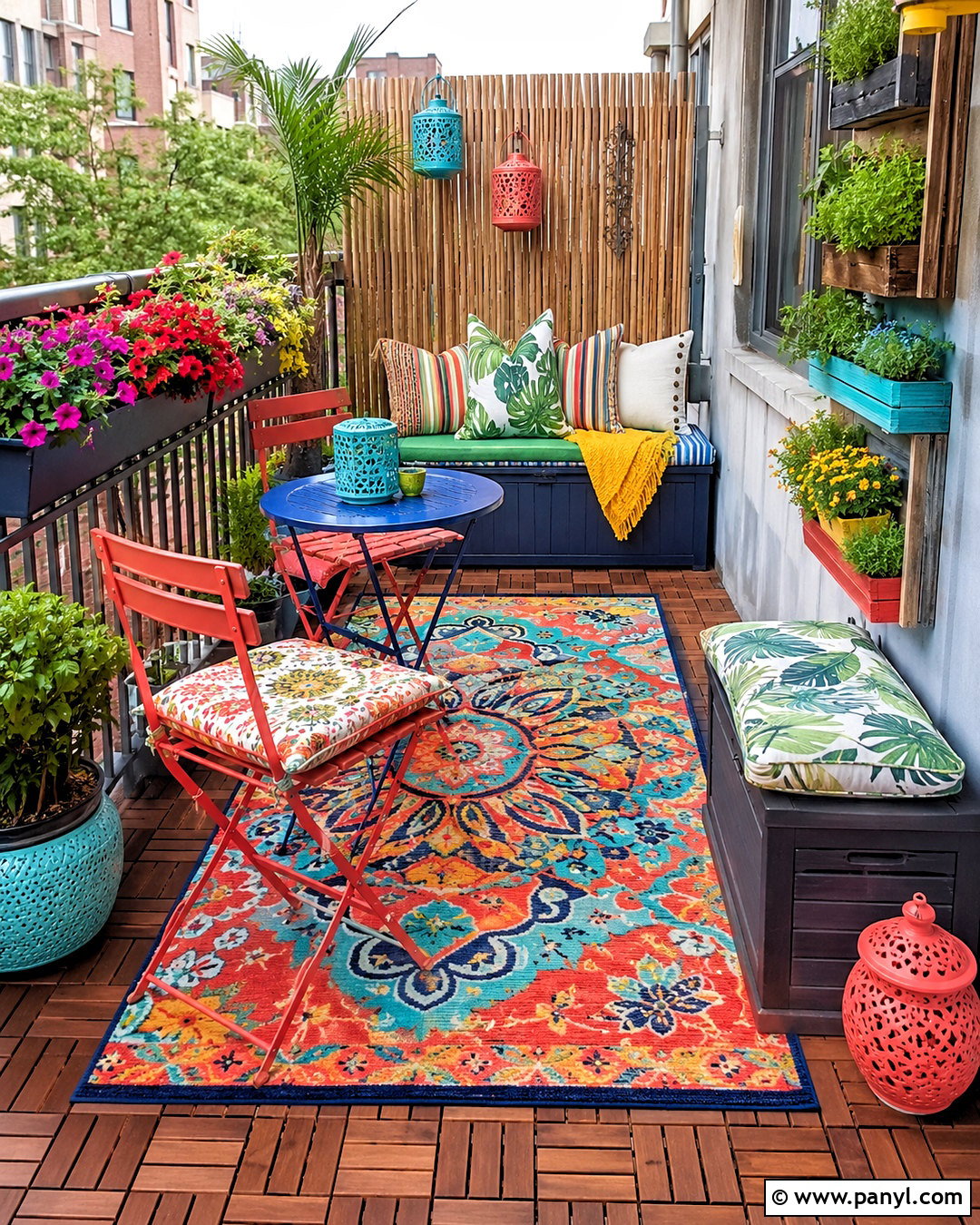 Maximalist Colorful Balcony - 20 diy maximalist decor ideas