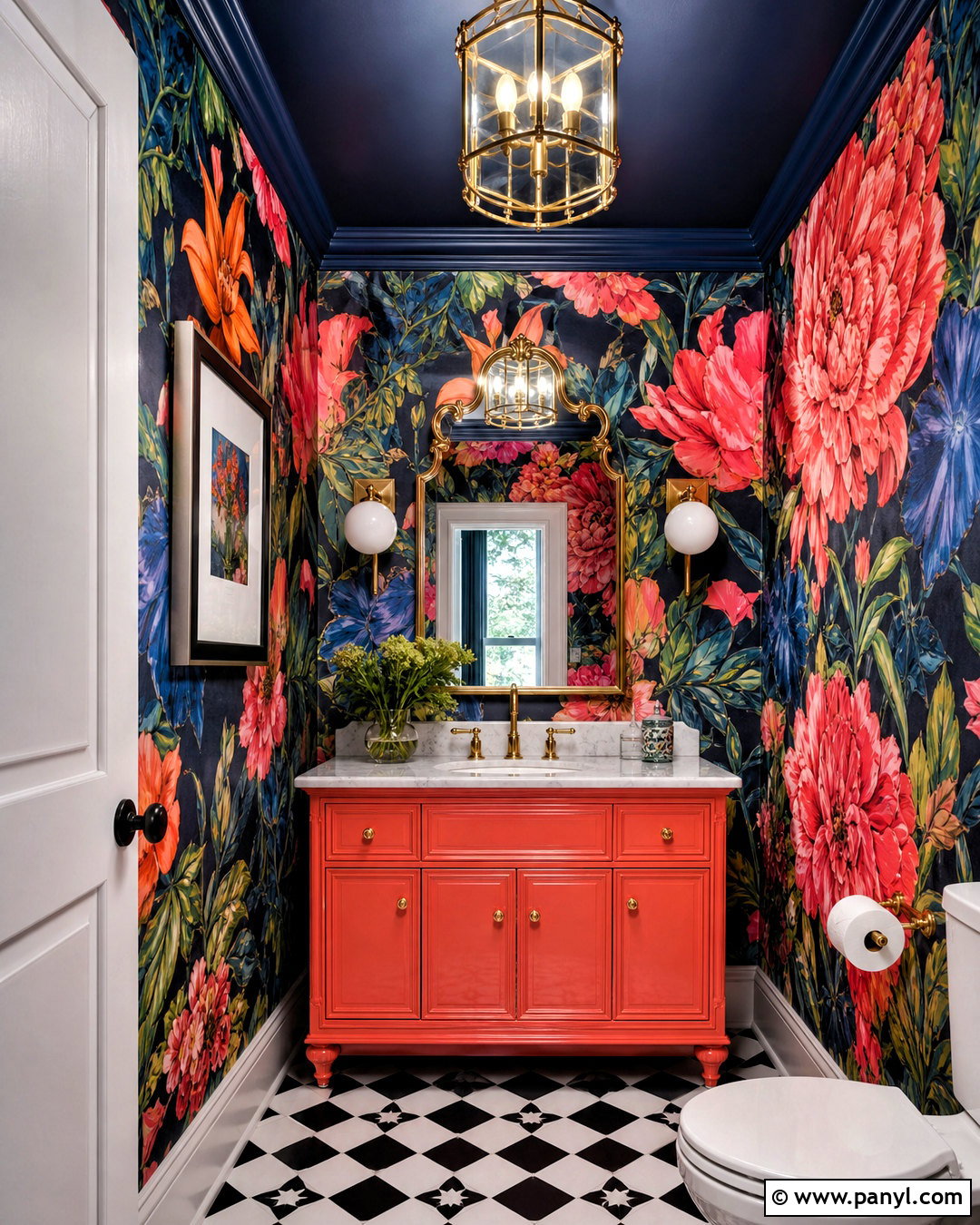 Maximalist Floral Wall Mural Powder Room - 20 floral wall mural ideas