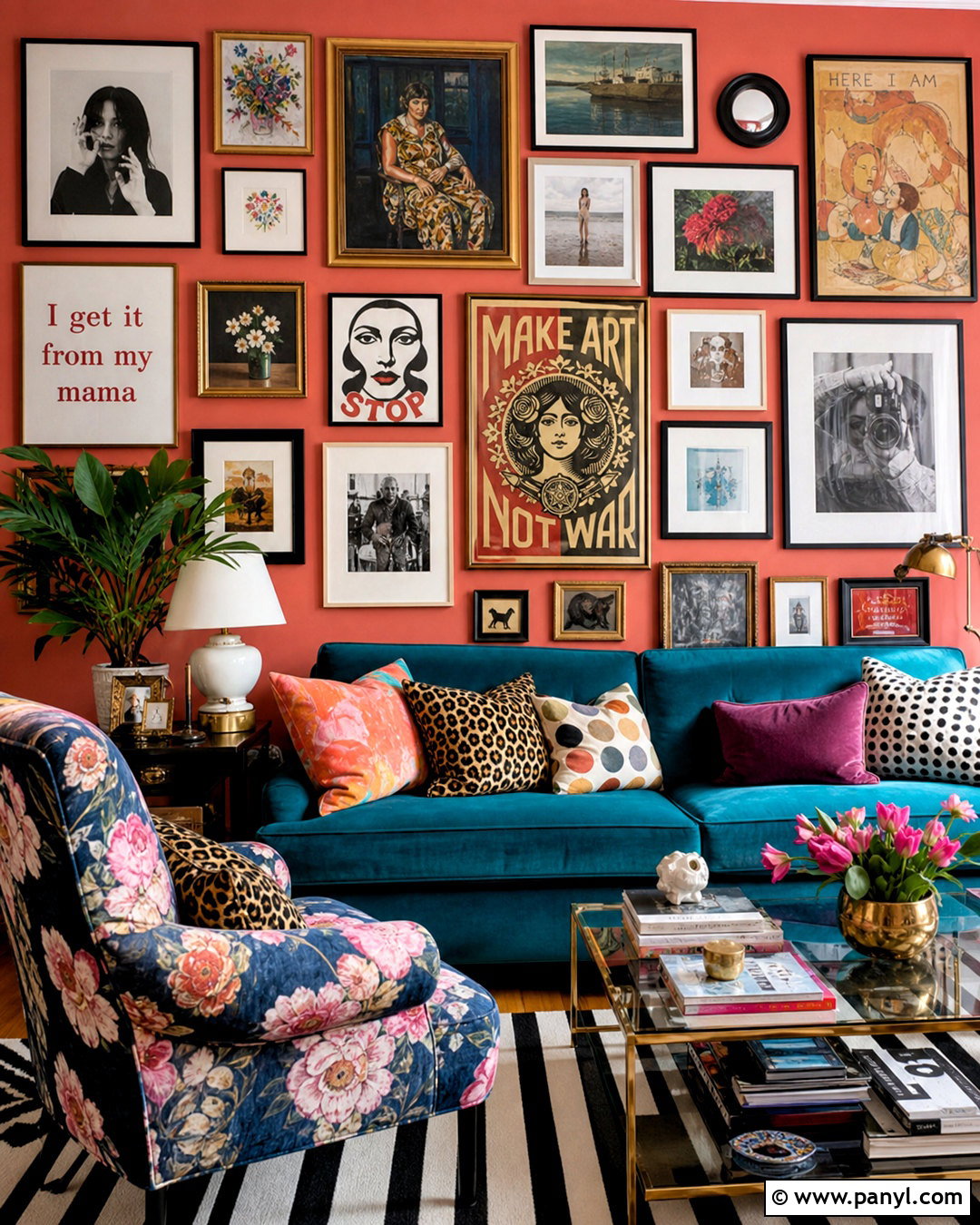 Maximalist Gallery Wall Living Room - 20 bright maximalist decor ideas