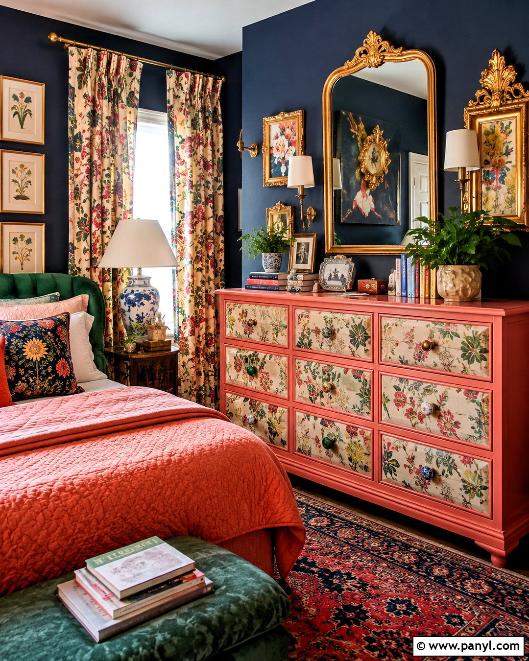 Maximalist Painted Bedroom Wall - 20 diy maximalist decor ideas