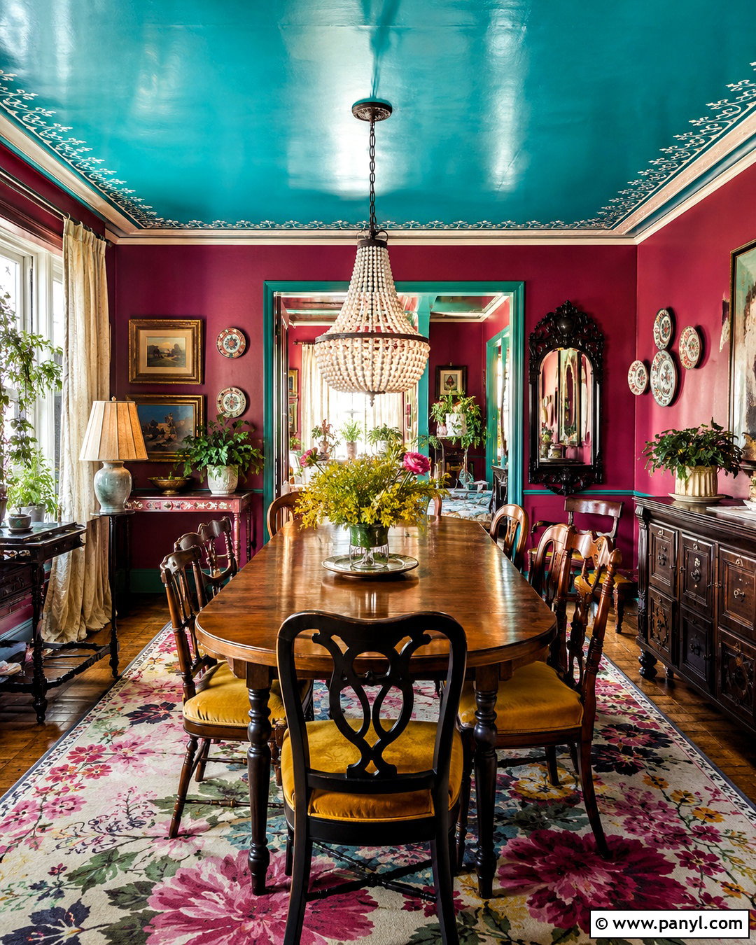 Maximalist Painted Ceiling Dining Room - 20 diy maximalist decor ideas