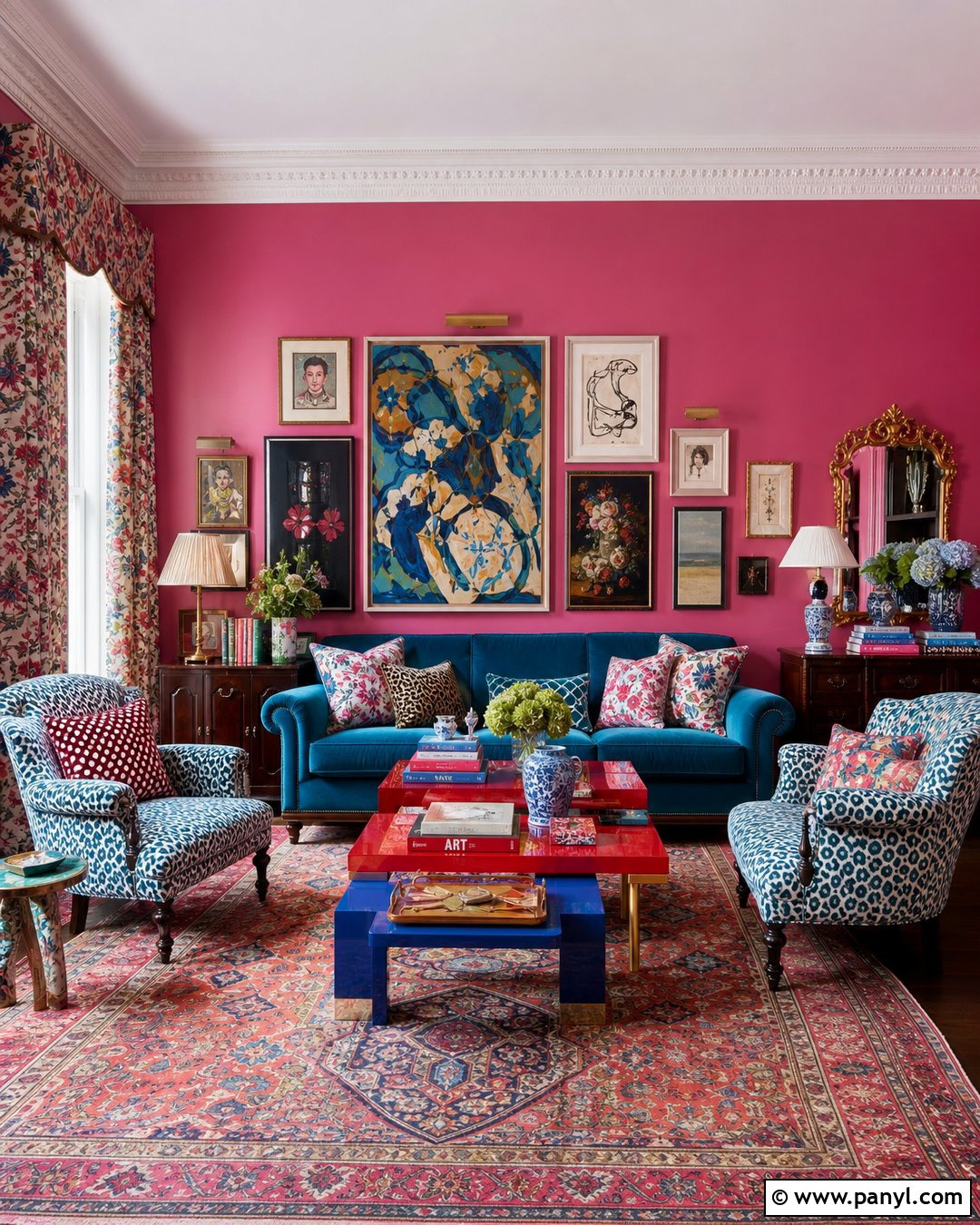 Maximalist Pink Living Room Walls - 35 Pink Painted Walls