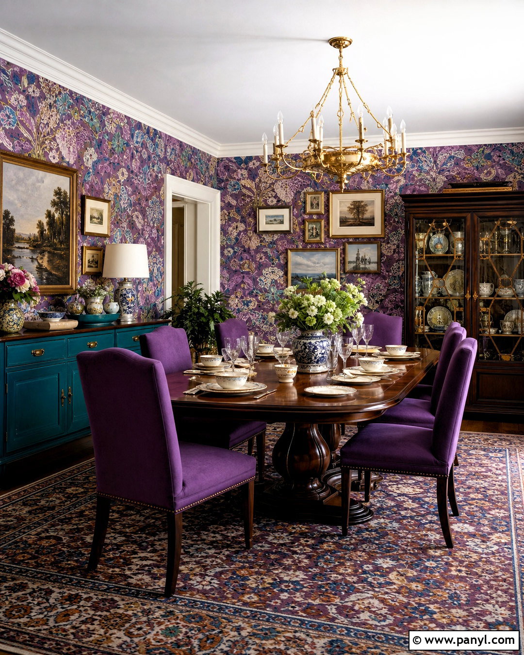 Maximalist Violet Dining Room - 20 violet room ideas