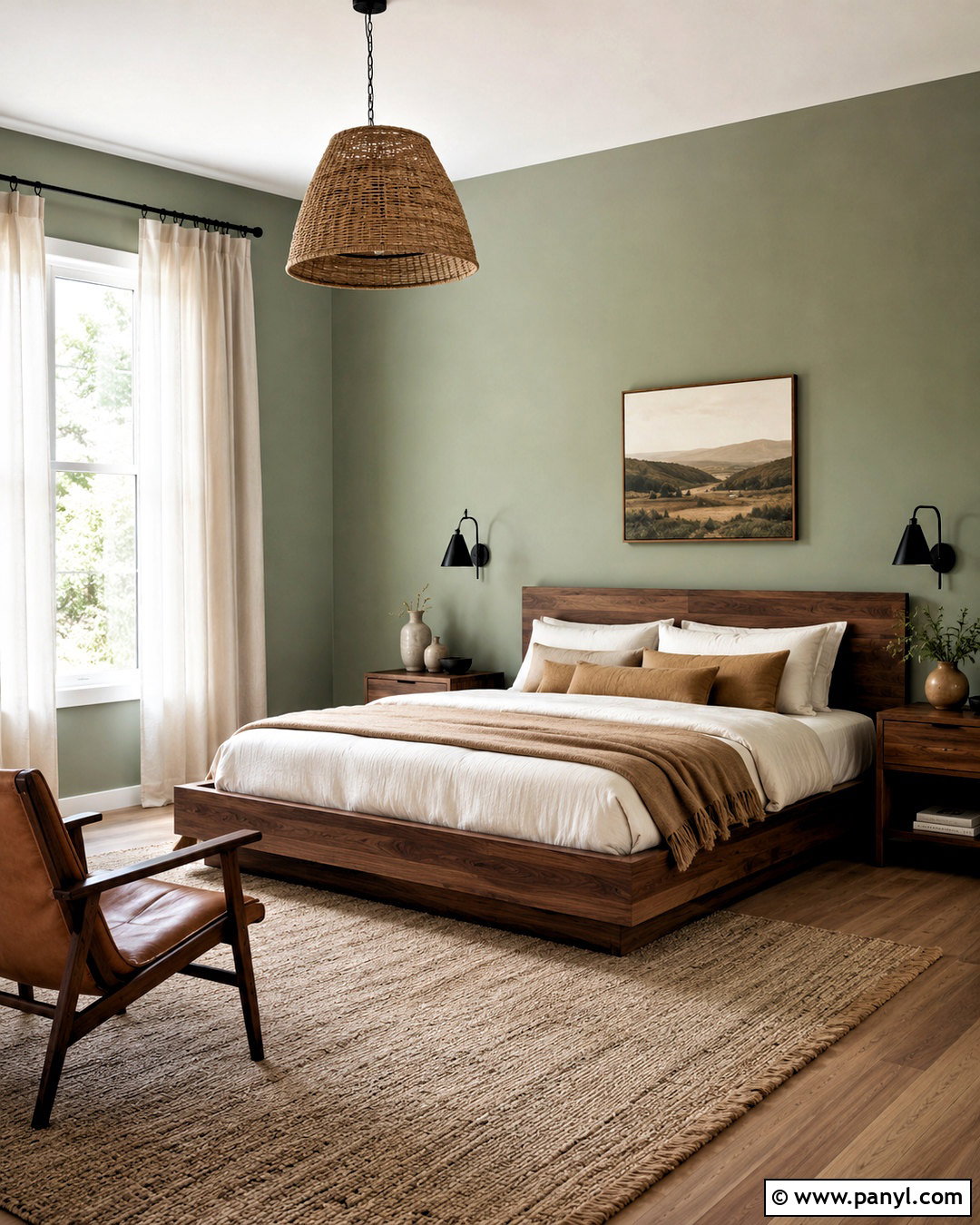 Meadow Sage Bedroom With Walnut Furniture - 20 meadow sage sherwin williams ideas