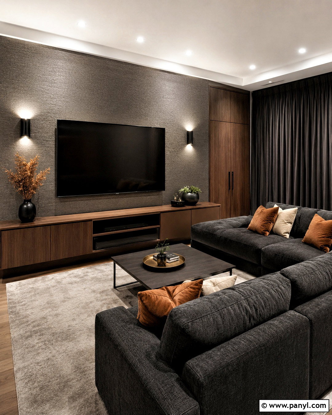 Media Room Silver Shimmer Wall - 35 silver shimmer wall ideas