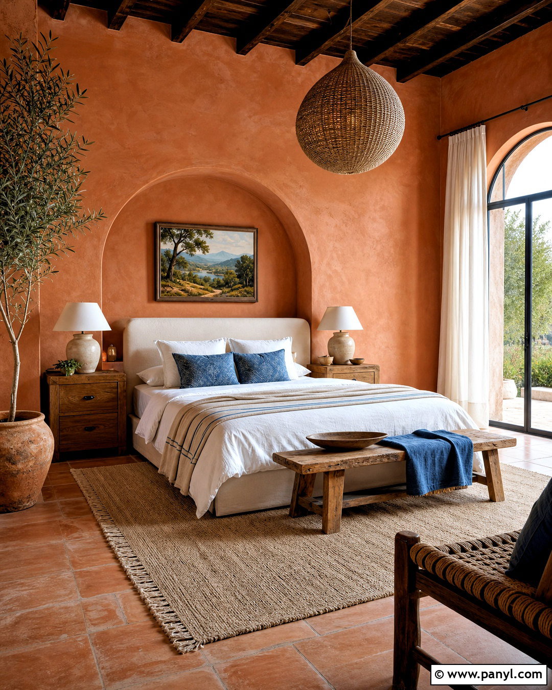 Mediterranean Bedroom With Terracotta Walls - 20 terracotta bedroom walls