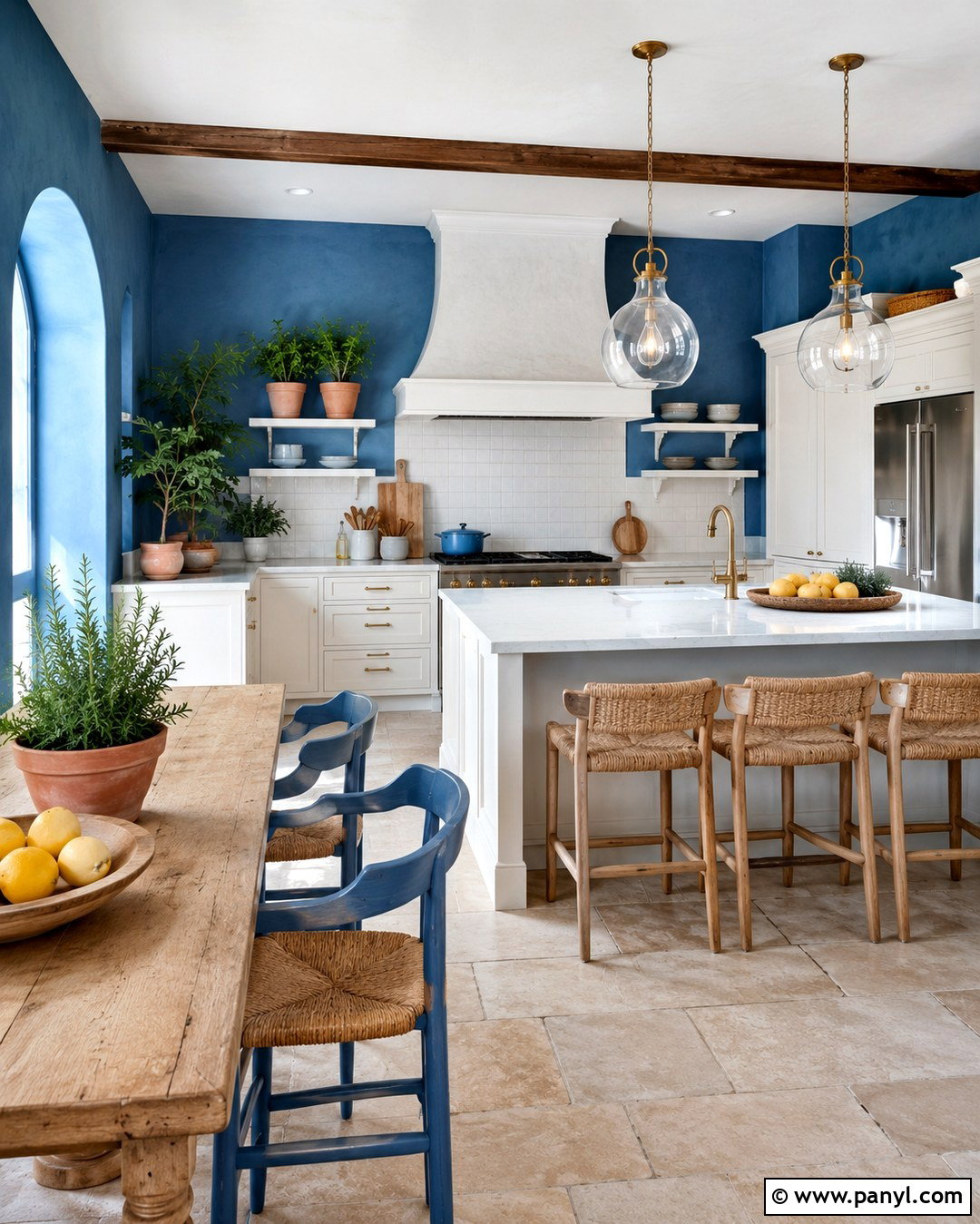 Mediterranean Blue Ocean Kitchen Walls - 20 Ocean Theme Wall Paint Ideas