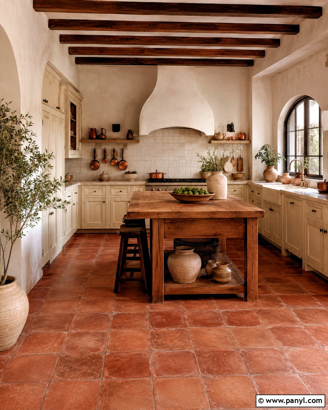 Mediterranean Cream and Terracotta Brown Kitchen - 20 cream and brown kitchen ideas