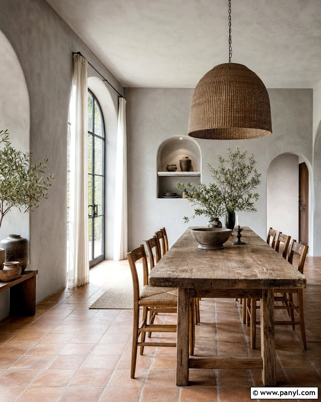 Mediterranean Grey Limewash Dining Room - 25 Limewash Grey Wall Ideas
