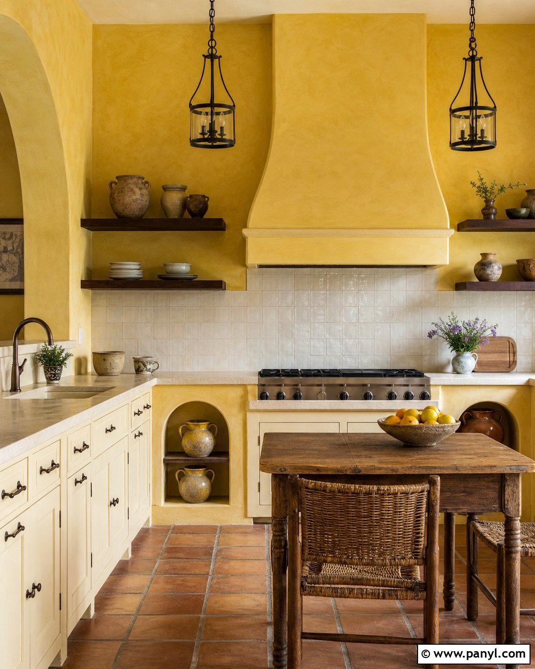Mediterranean Kitchen With Yellow Walls - 30 Kitchen Yellow Walls