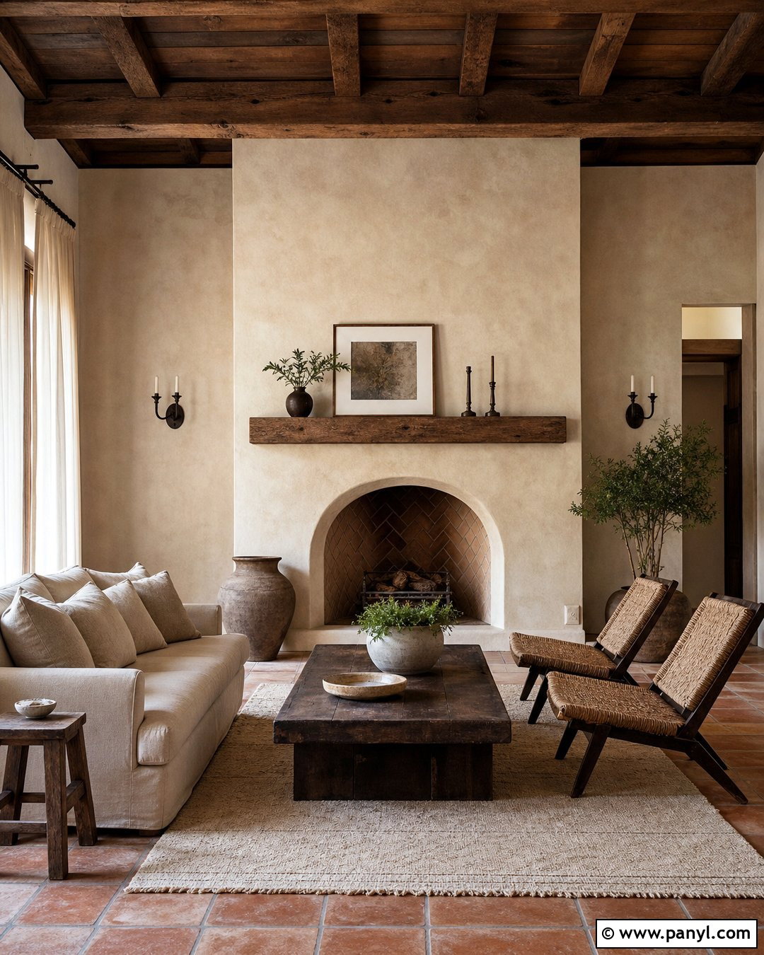 Mediterranean Limewash Fireplace Wall - 20 Limewash Paint Fireplace Wall Ideas