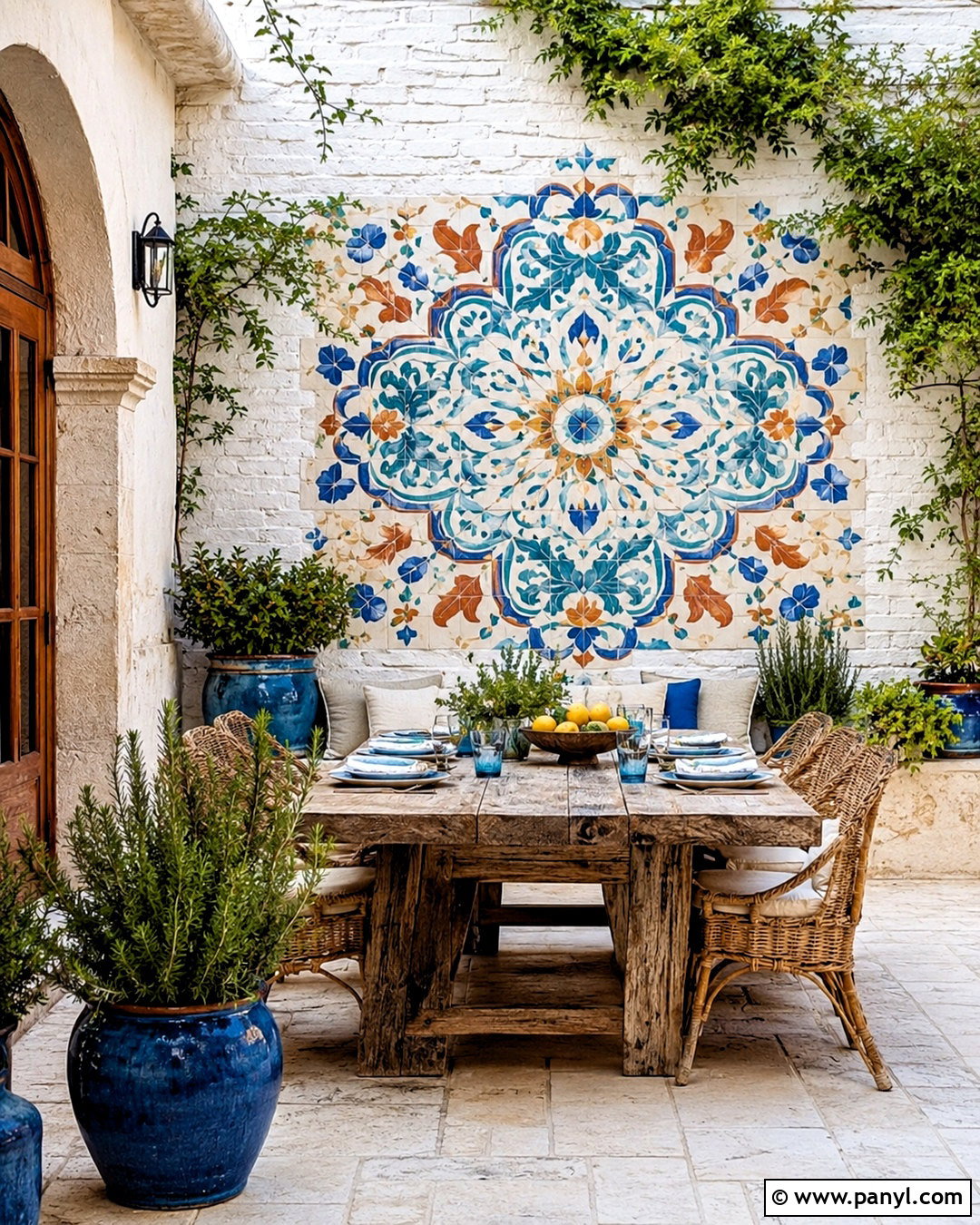 Mediterranean Tile Brick Wall Pattern - 20 painting on brick wall ideas
