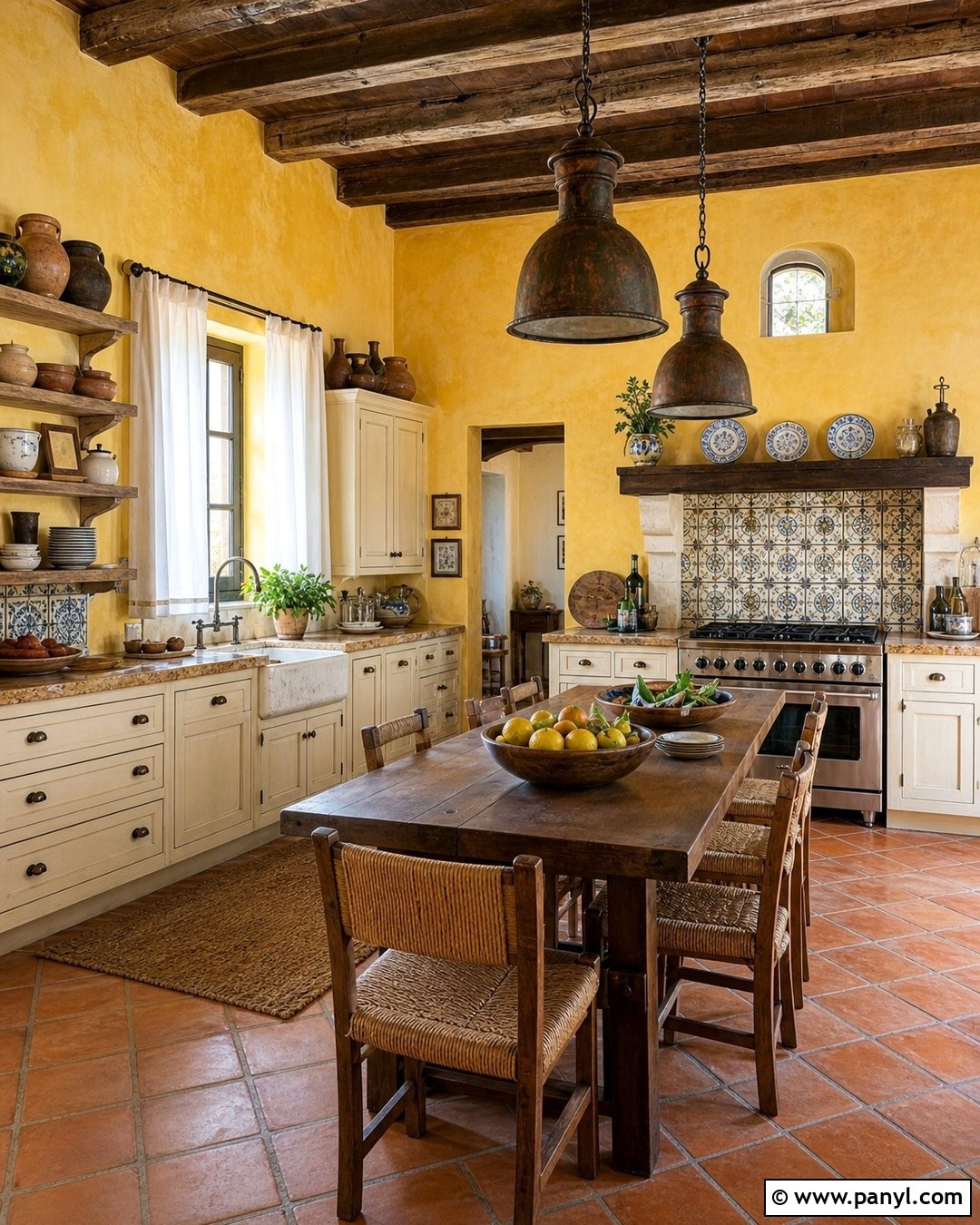 Mediterranean Yellow Kitchen Walls - 45 Yellow Kitchen Walls