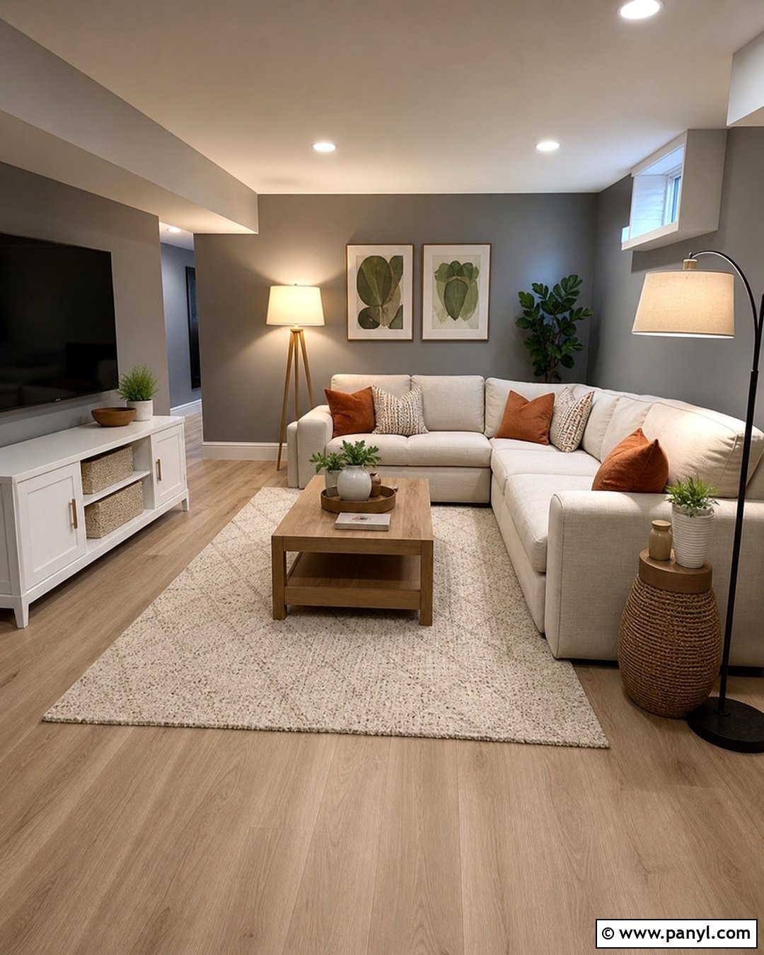 Medium Gray Basement With Light Flooring - 20 Medium Gray Wall Paint Ideas