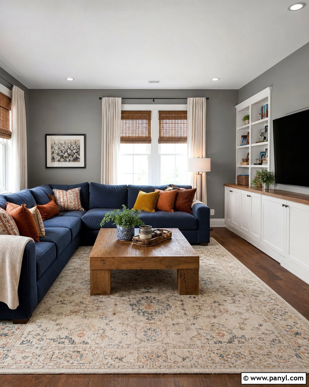 Medium Gray Family Room - 25 Wall Paint Gray Ideas