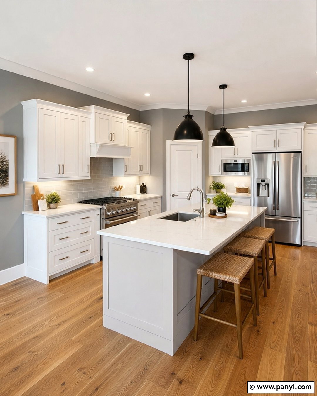 Medium Gray Kitchen With White Cabinets - 20 Medium Gray Wall Paint Ideas