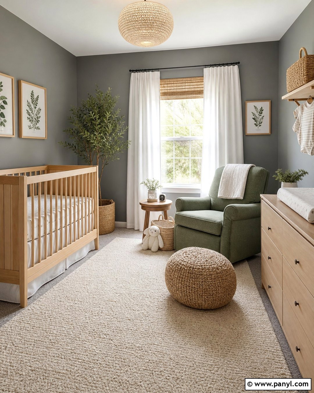 Medium Gray Nursery With Soft Green Decor - 20 Medium Gray Wall Paint Ideas