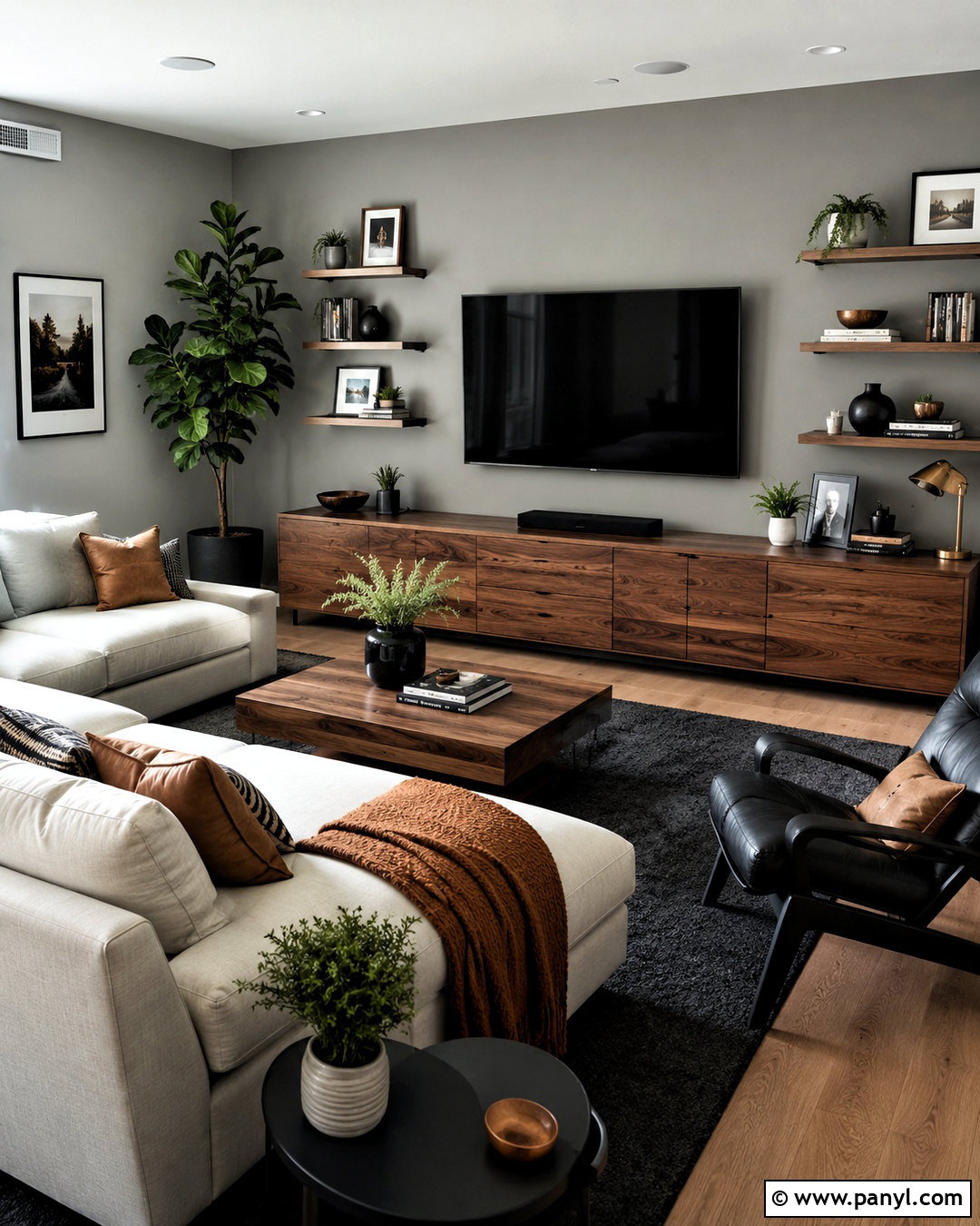 Medium Gray TV Wall - 35 tv wall color ideas