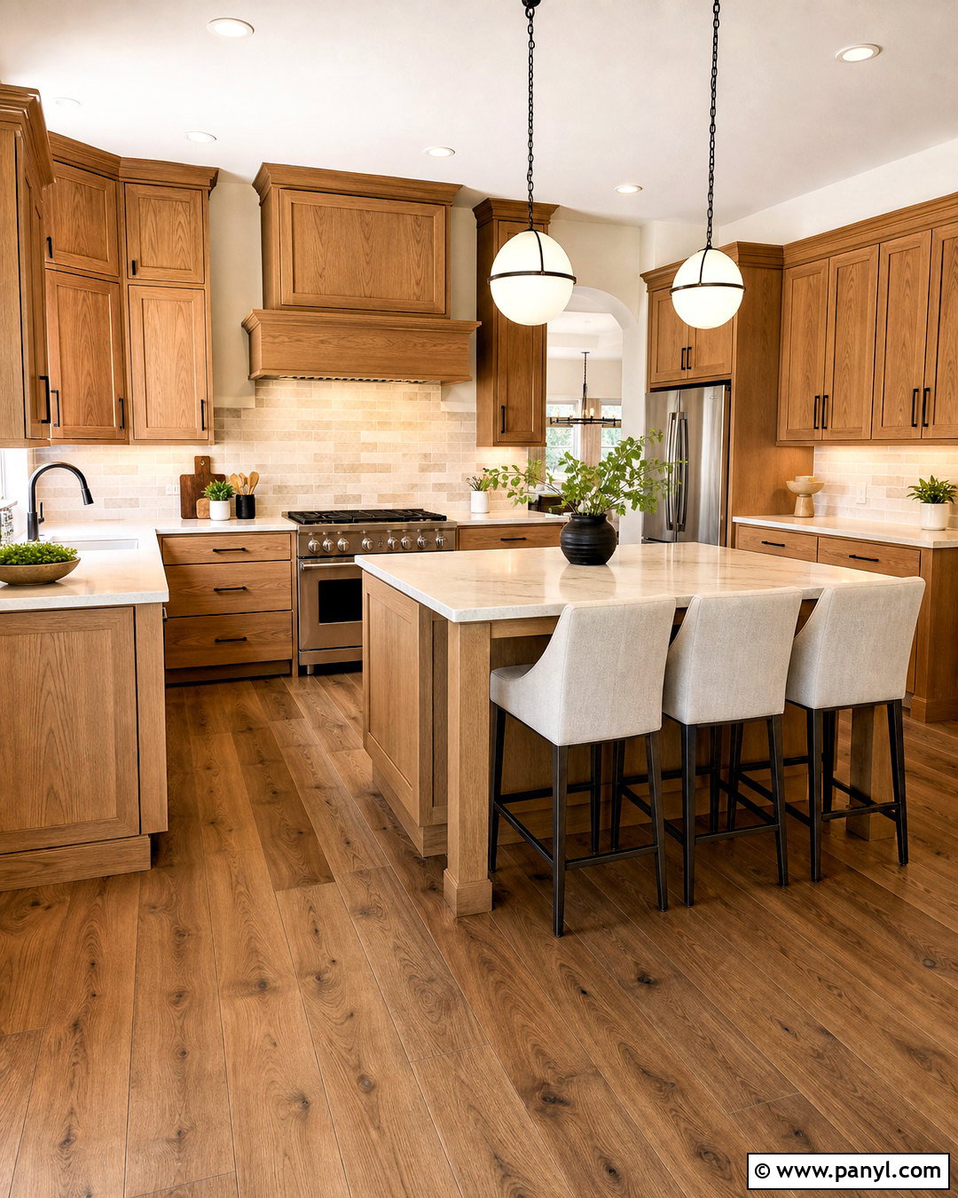 Medium Walnut Wood Flooring - 20 honey oak cabinets flooring ideas