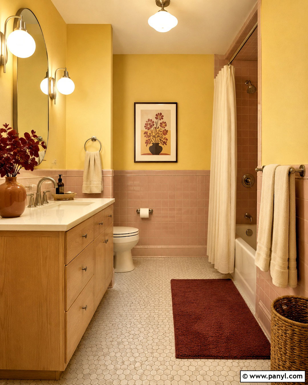 Mellow Yellow And Blush Pink Bathroom - 20 Yellow Bathroom Colors