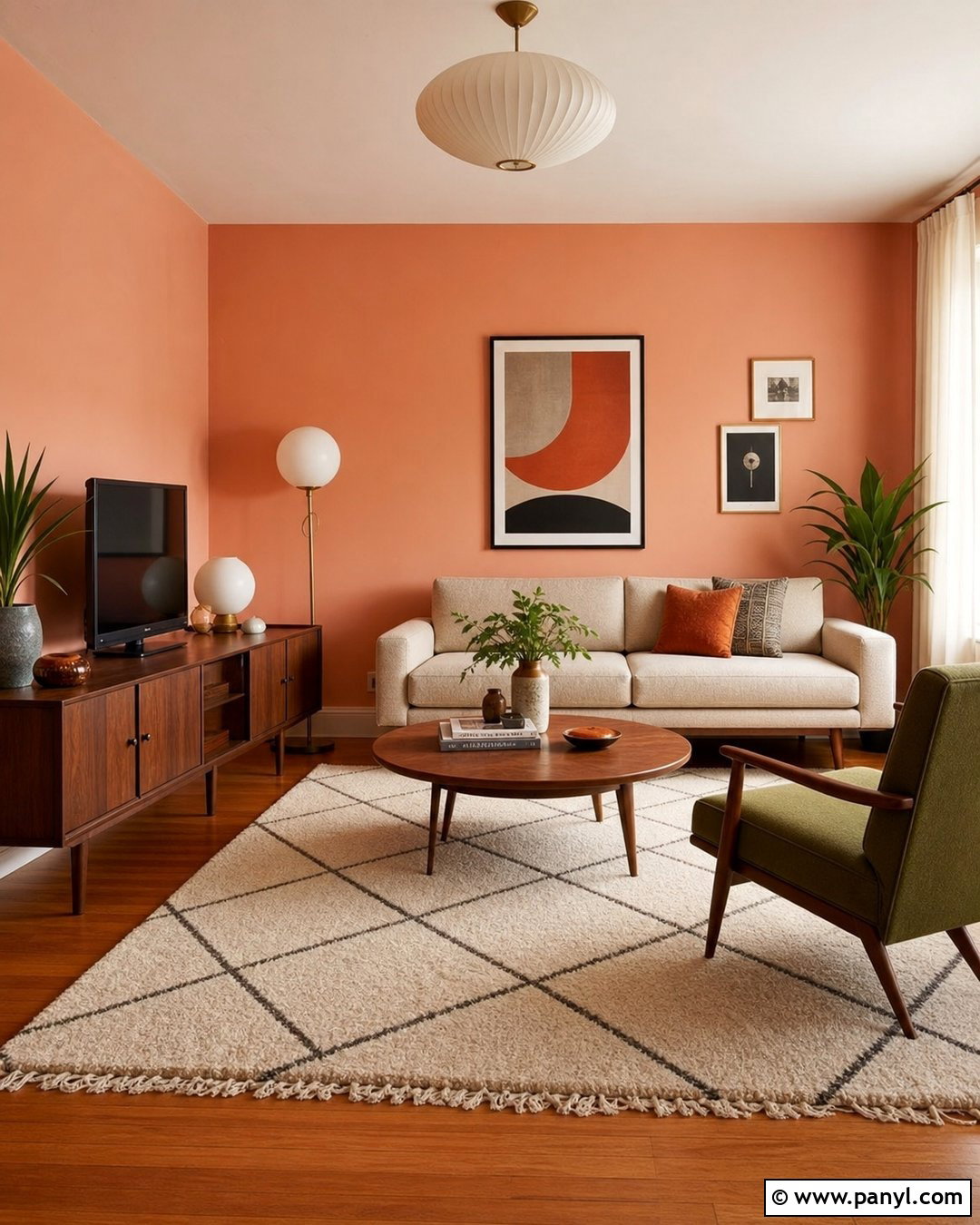 Melon Walls With Midcentury Furniture - 20 Melon Walls