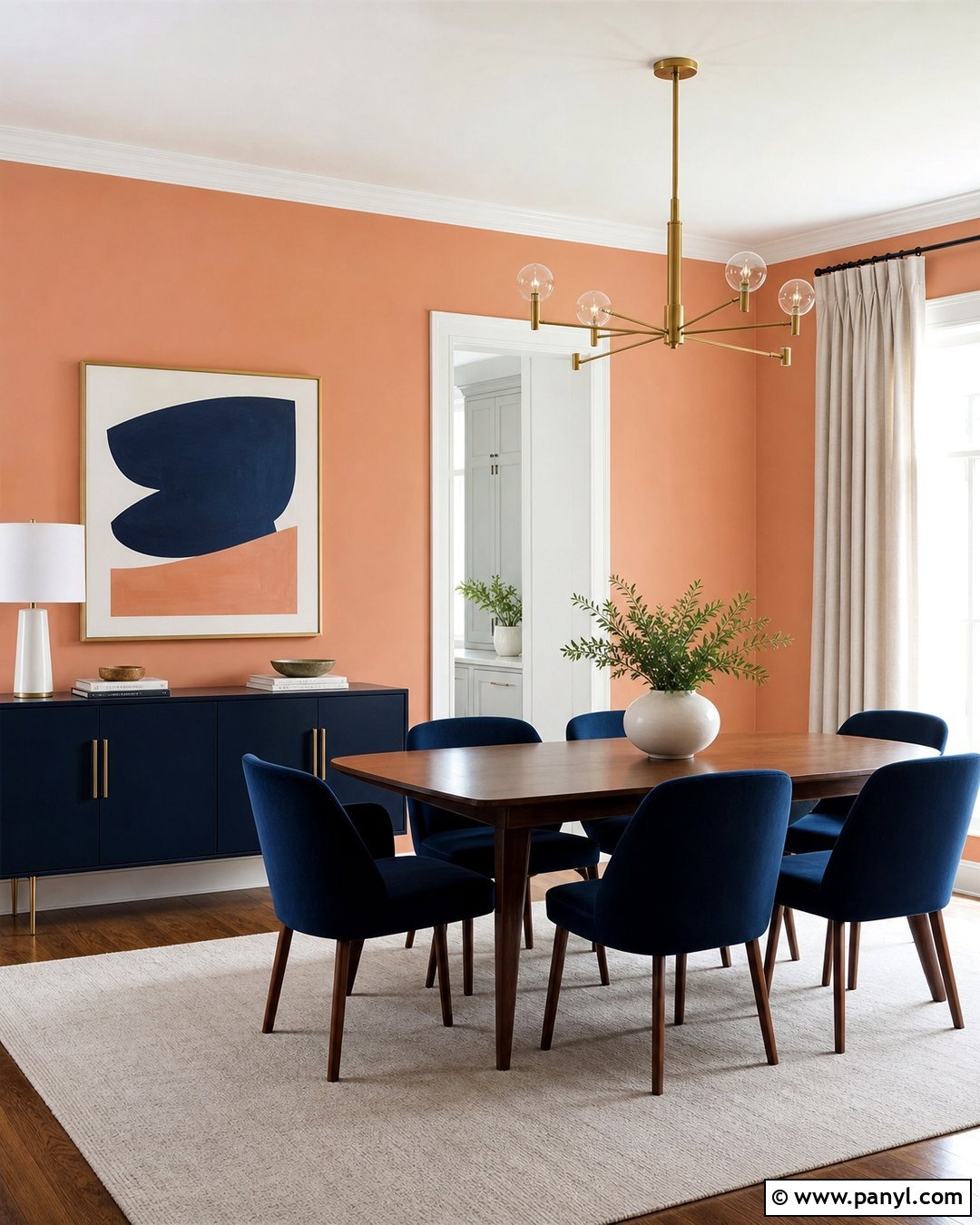 Melon Walls With Navy Blue Accents - 20 Melon Walls
