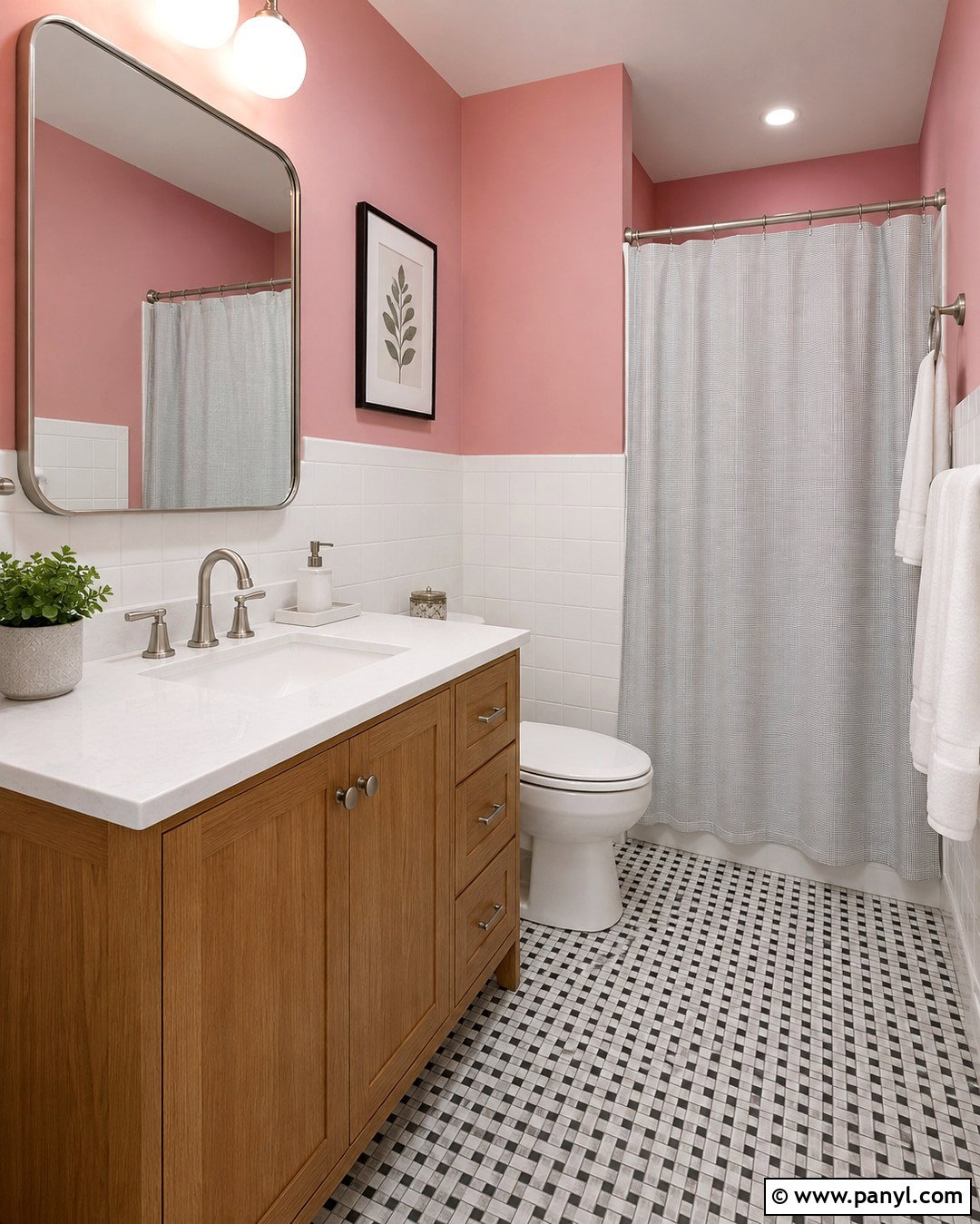 Melrose Pink Bathroom With White Tile - 20 Melrose Pink Wall Ideas