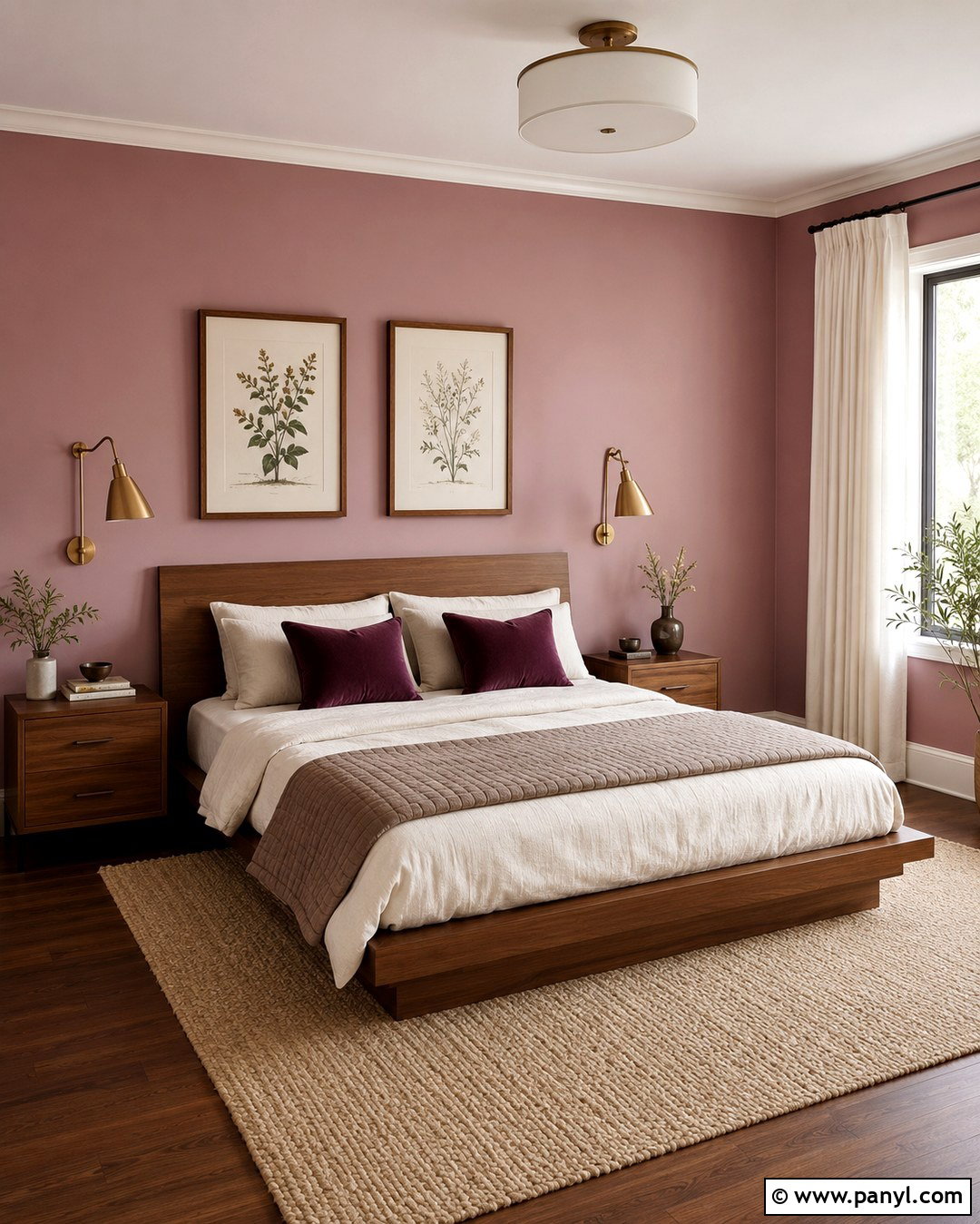 Melrose Pink Bedroom With Walnut Furniture - 20 Melrose Pink Wall Ideas