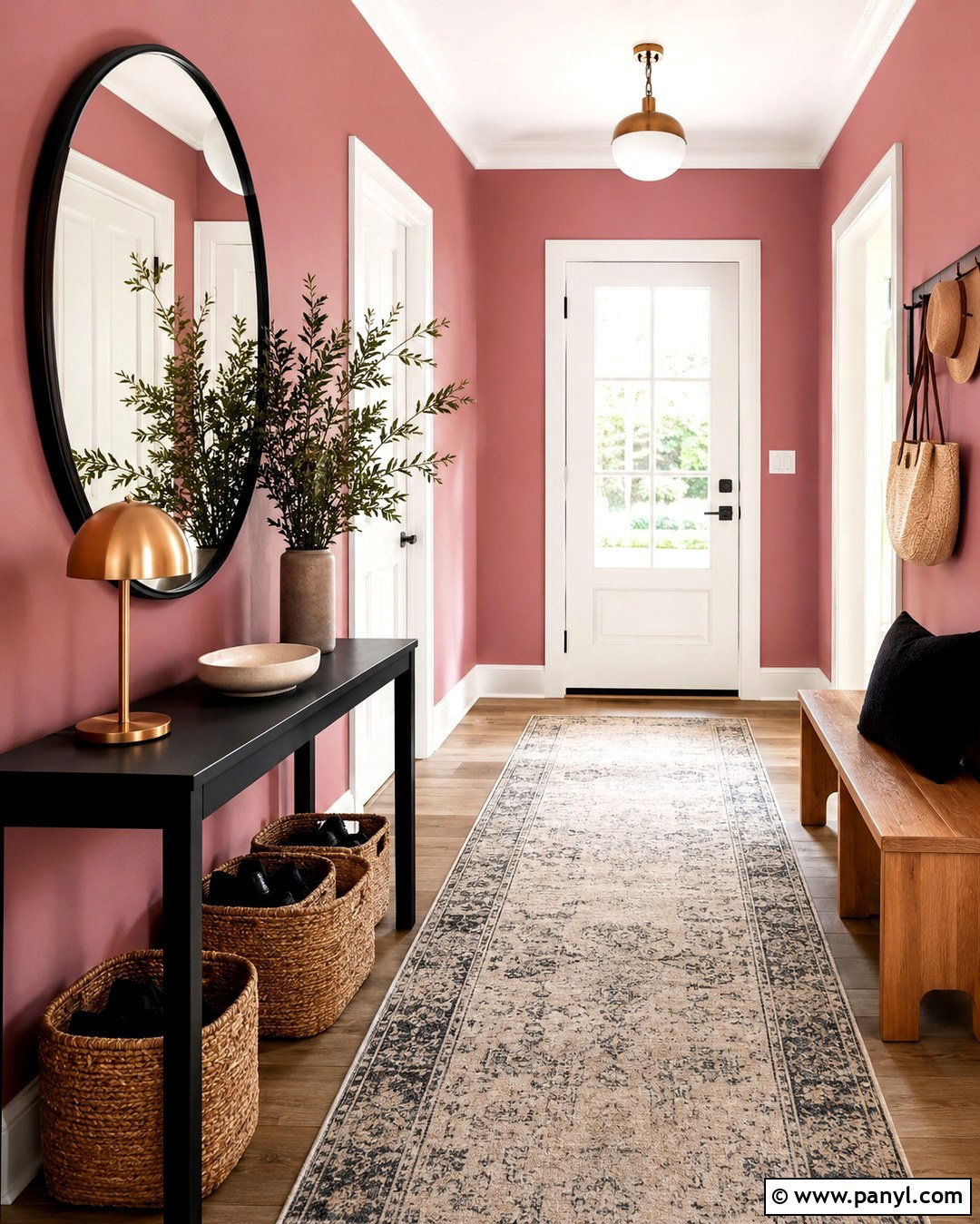 Melrose Pink Entryway With Black Accents - 20 Melrose Pink Wall Ideas