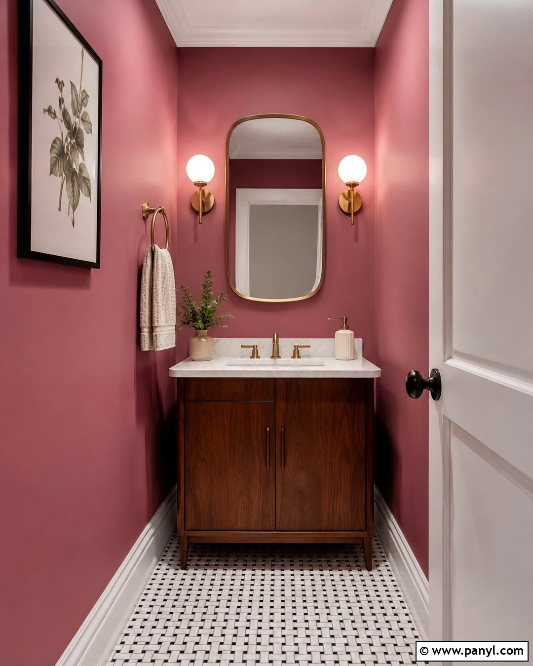Melrose Pink Small Powder Room - 20 Melrose Pink Wall Ideas