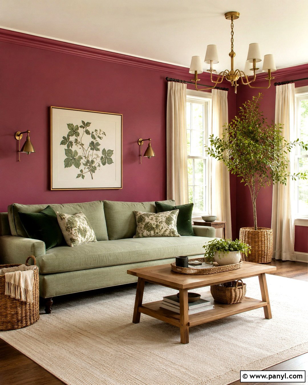 Melrose Pink Wall With Sage Green - 20 Melrose Pink Wall Ideas
