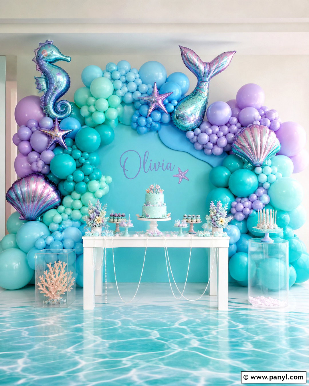 Mermaid Foil Balloon Wall - 20 foil balloon wall ideas