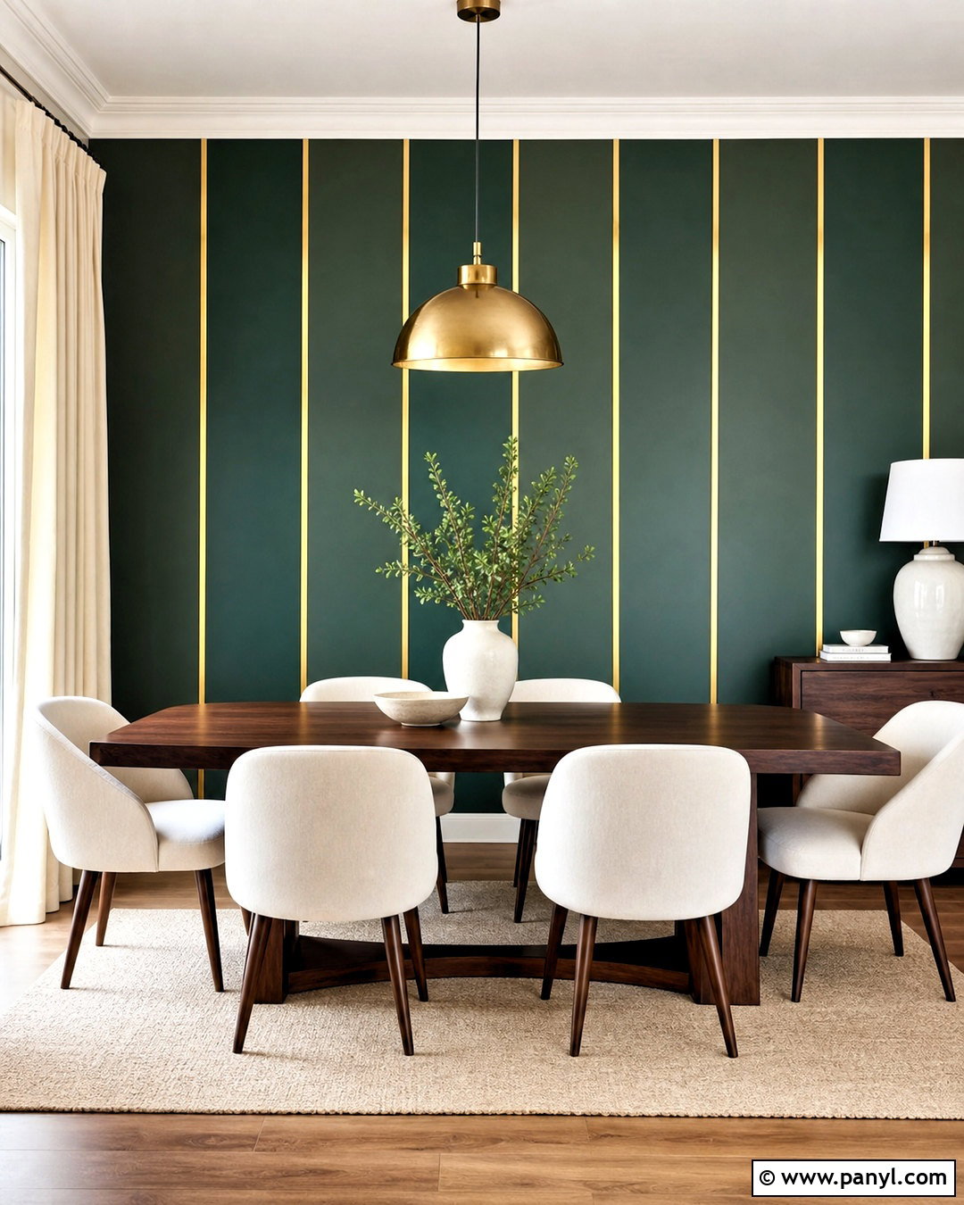 Metallic Accent Striped Wall - 20 diy striped wall ideas