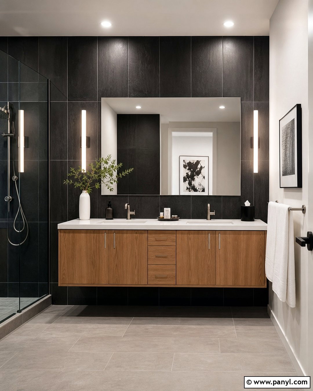 Metallic Black Wall Bathroom - 20 Metallic Black Wall Ideas
