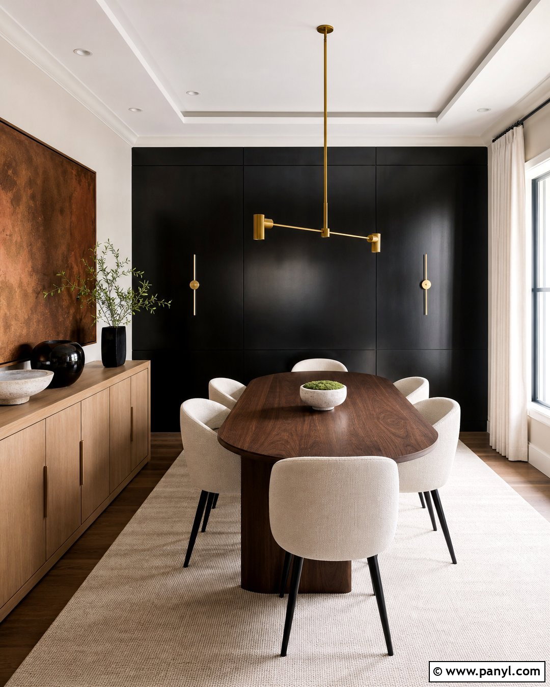 Metallic Black Wall Dining Room - 20 Metallic Black Wall Ideas